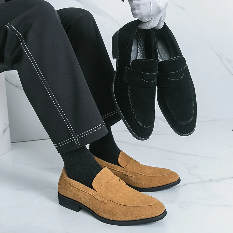 Men's casual loafers Gentleman minimalist style Office Party 38-46 Outdoor plus size Adult hot selling Four Seasons Black New