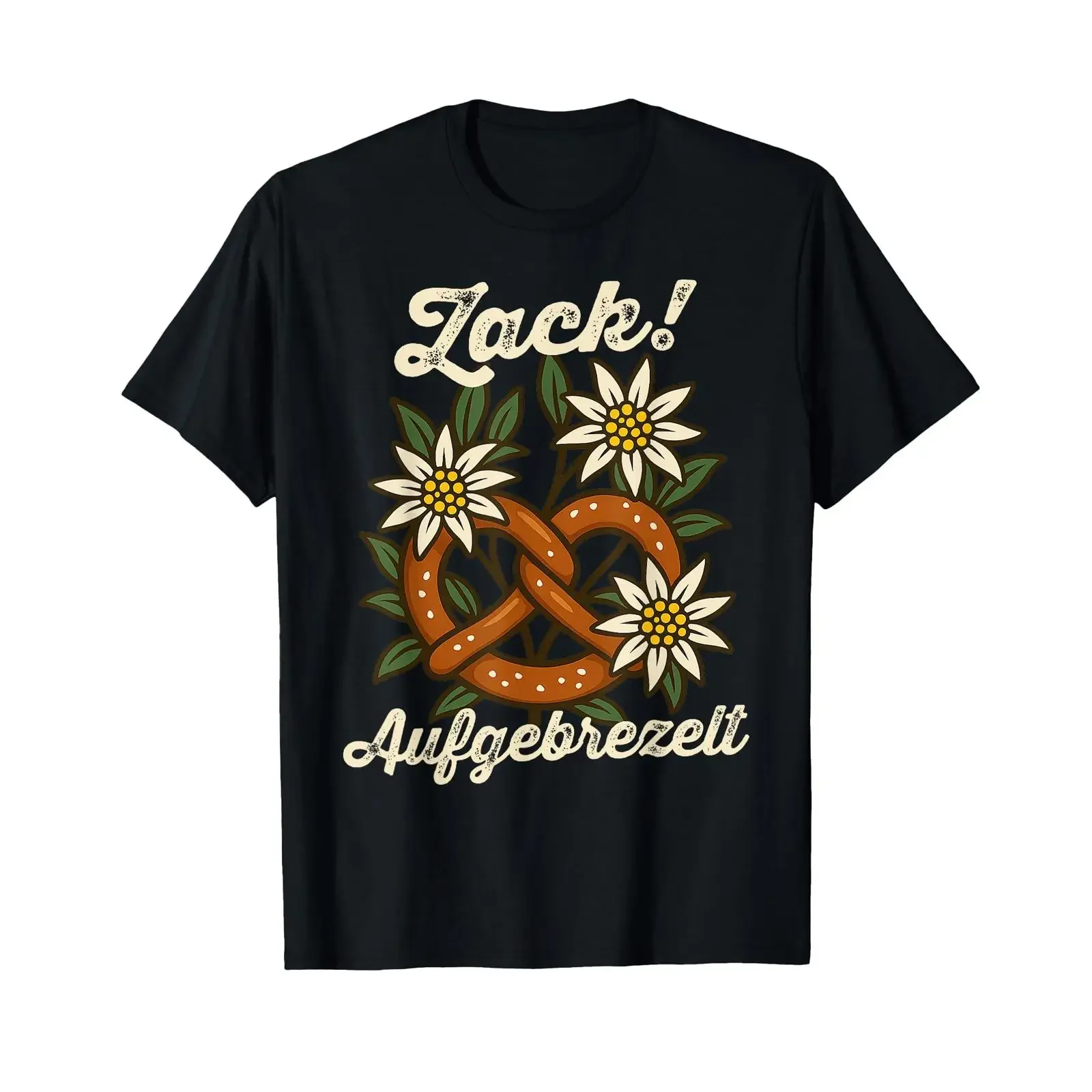 Zack Pretzel Oktoberfest Edelweiss Costume T Shirt vintage Washed Soft Stylish Comfortable Versatile fashion graphic Breathable