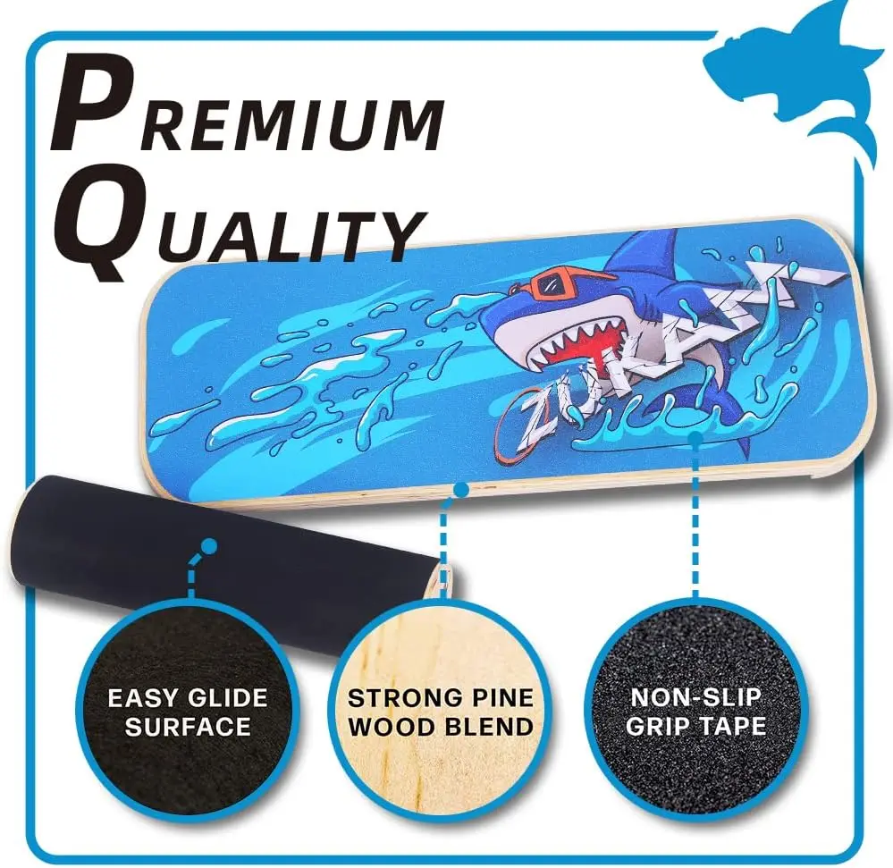 Wooden Balance Board Trainer with Workout Guide, Build Core Stability for Skateboard, Hockey, Snowboard & Surf Training