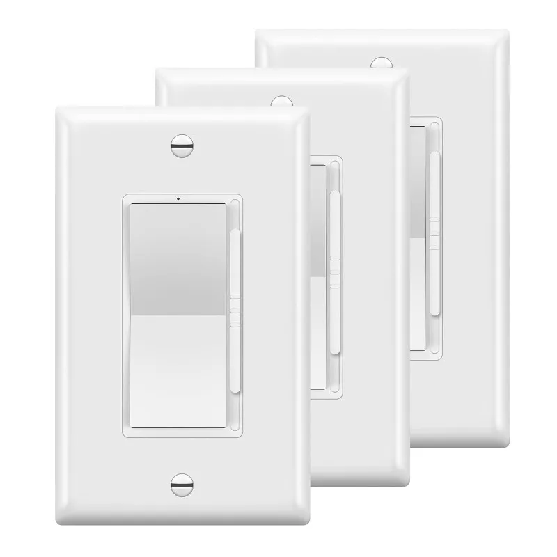 

TOPGREENER Dimmer Light Switch, LED Slide Dimmer Switch,for 300W Dimmable LED/CFL Lights and 600W INC/HAL Bulbs, Single Pole/3-W