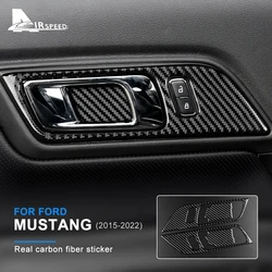 Vera fibra di carbonio morbida per Ford Mustang 2015 2016 2017 2018 2019 2020 2021 2022 2023 accessori per adesivi per porte della maniglia della portiera dell'auto