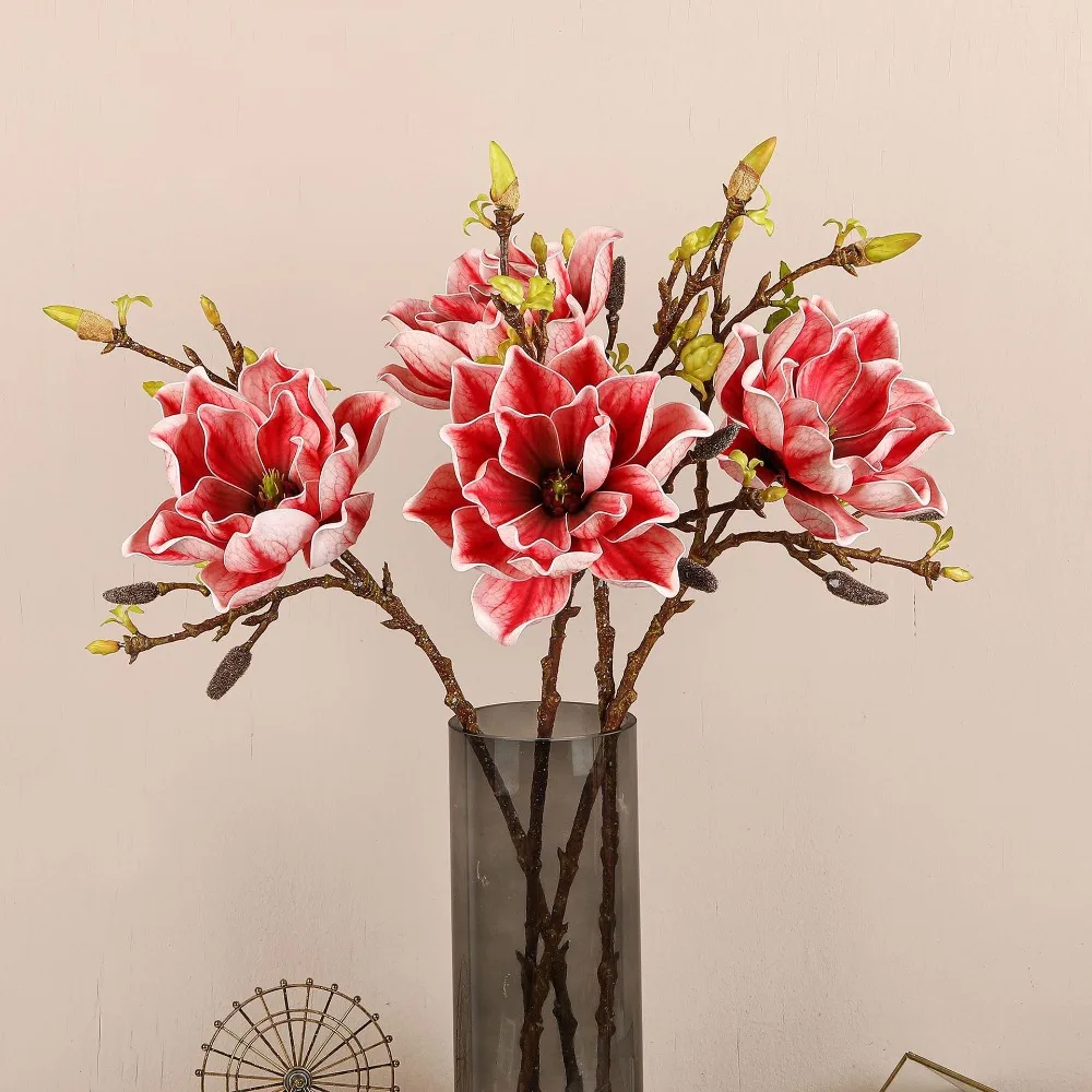 

EVA Artificial Magnolia Branch Real Touch Floral Art Simulation Big Magnolia Handmade Artificial Orchid Flowers