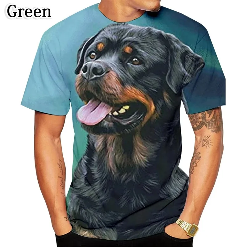 3D Printed Personality Design Cute Pet Dog Rottweiler T-Shirt For Men Short Sleeve Casual Funny Tee Tops Kids Animal Tshirts