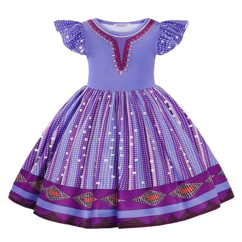 Fantasia de Princesa Asha para Meninas, Vestido de Festa Infantil, Saia , Tecido de Algodão Artificial para Crianças