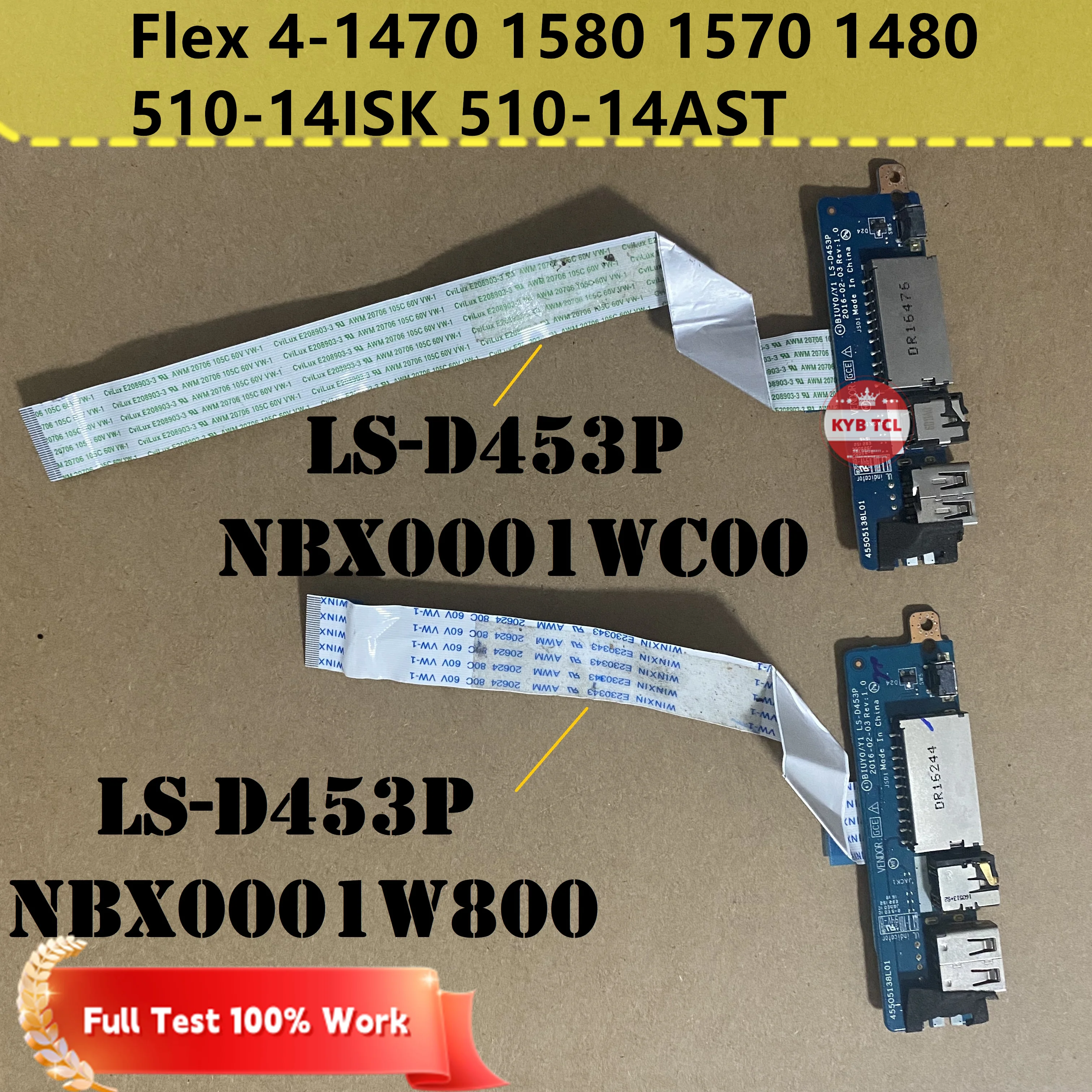 For Lenovo Flex 4-1470 1580 1570 1480 510-14ISK 510-14AST 510-14 Laptop Audio USB Card Reader Board Or Cable LS-D453P Notebook