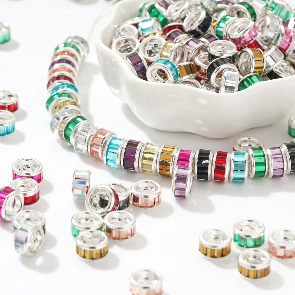 50 Stück 6x10mm Bunte Trommelperlen Großloch-Glasperlen für Schmuckherstellung DIY Armband Handgemachtes Zubehör – Detail 7