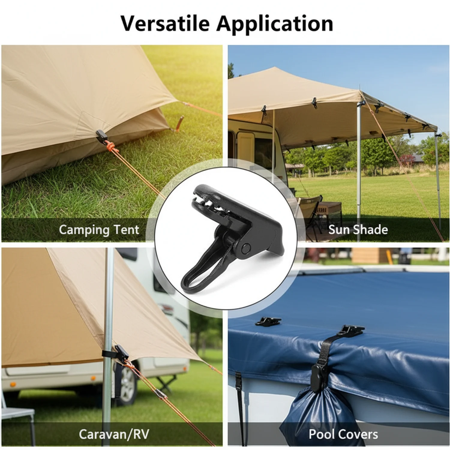 Sturdy Anti-Wind Tent Clips, Heavy Duty Camping Clamps for Securing Tarpaulin & Tent Outdoor Fixing Crocodile Clips, 10/20/50pcs