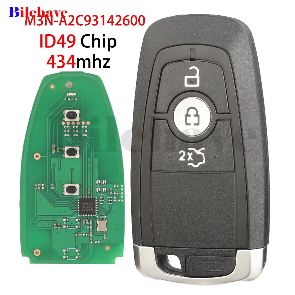 

jingyuqin 434mhz ID49 Chip M3N-A2C93142600 Smart Proximity Key For Ford Fusion F-250 F-350 F-450 F-550 2017 HU101 Blade CR2450