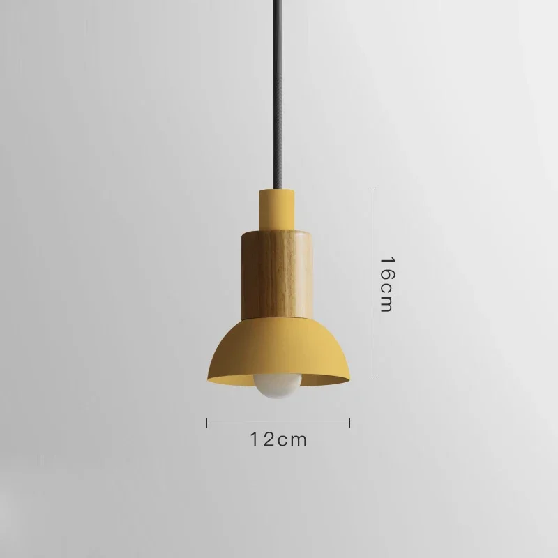 Modern Nordic Simple Wood Pendant Lights Macaron Led Hang Lamp Colorful Iron Art Loft Fixture Kitchen Bar Hotel Home Decor E27