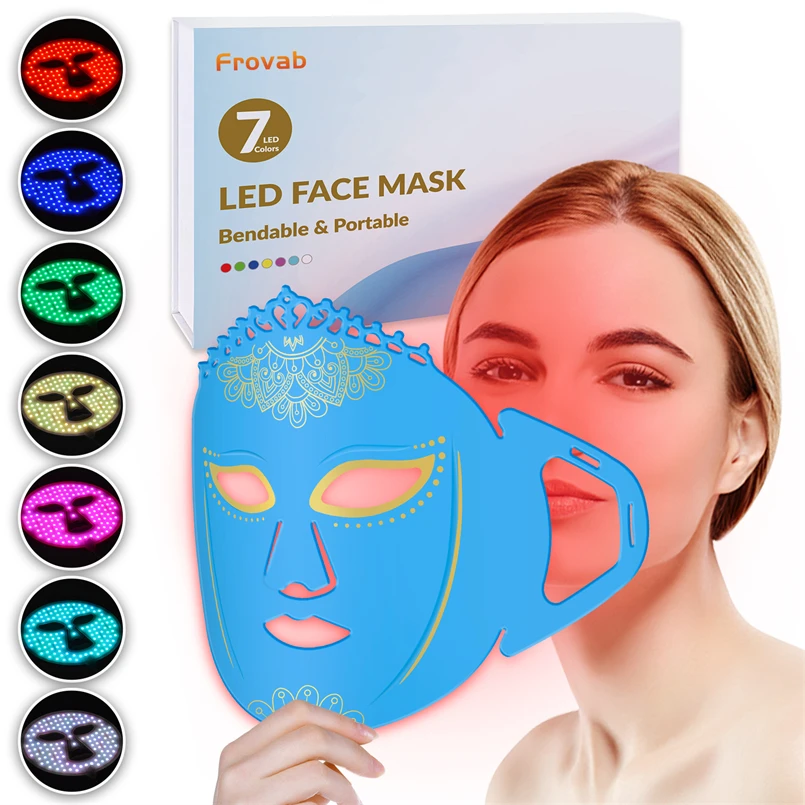 Frovab 7 Colors LED Photon Therapy Mask Silicone Red Light Therapy for Face Aesthetic LED Mask Firming Skin Care Equipment