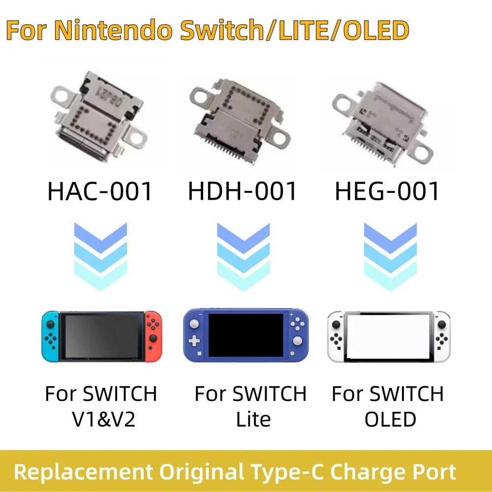 

5pcs Charge Port for Nintendo Switch LITE OLED Console Type-C Connector Original Charging Socket