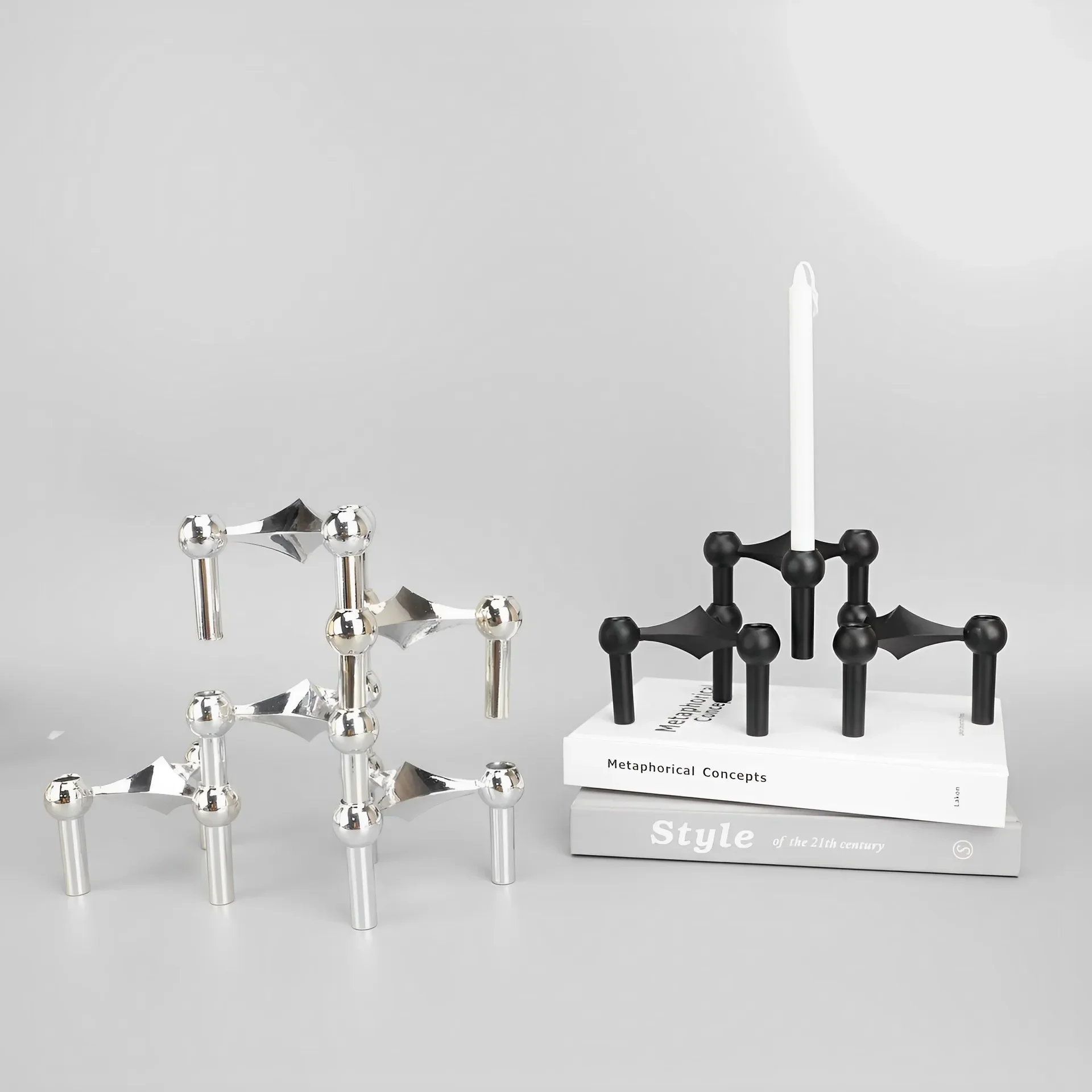 GIEMZA Vintage Candlestick Holders 10CM(3.9”) Small Stand for Stick Skinny Candelabra Set for 3 Candle Porta Velas