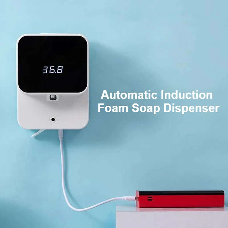 

Automatic Foam Dispenser Hand Sanitizer Machine New Liquid Soap Dispensers Rechargeable Wall-mounted Three-Speed Adjustment