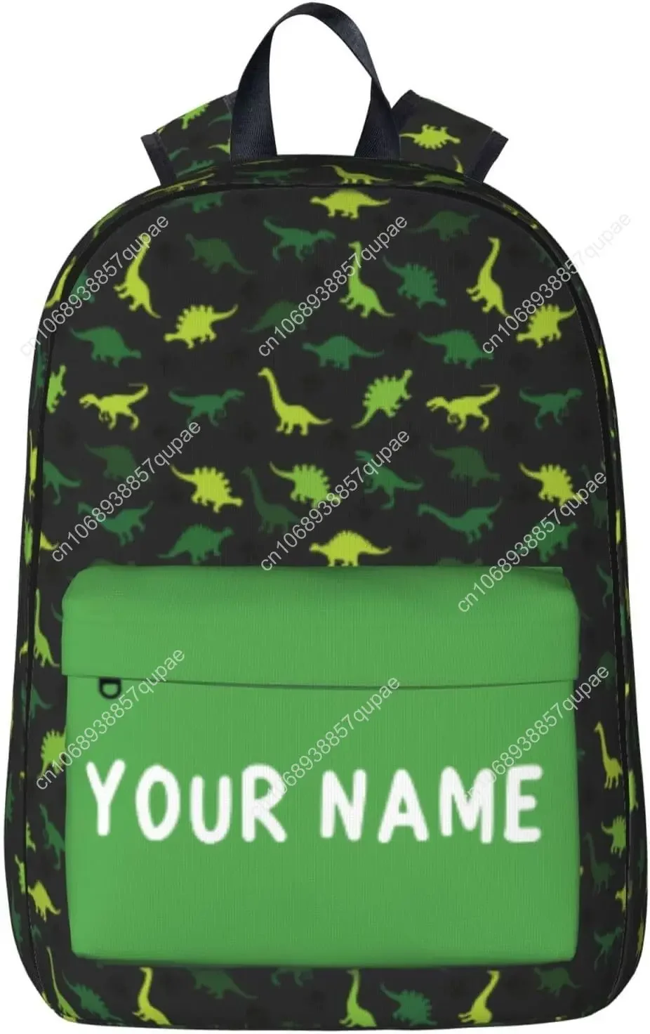 Dinosaur-Green Laptop Backpack for Girls Boys, Customized with Name, 17in