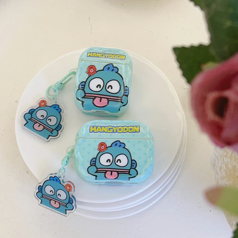 Cute Cartoon Sanrio Hangyodon Earphone Case For Airpods 1 2 3 4 Pro 2 Wireless Bluetooth Headset Protective Cover With Pendant