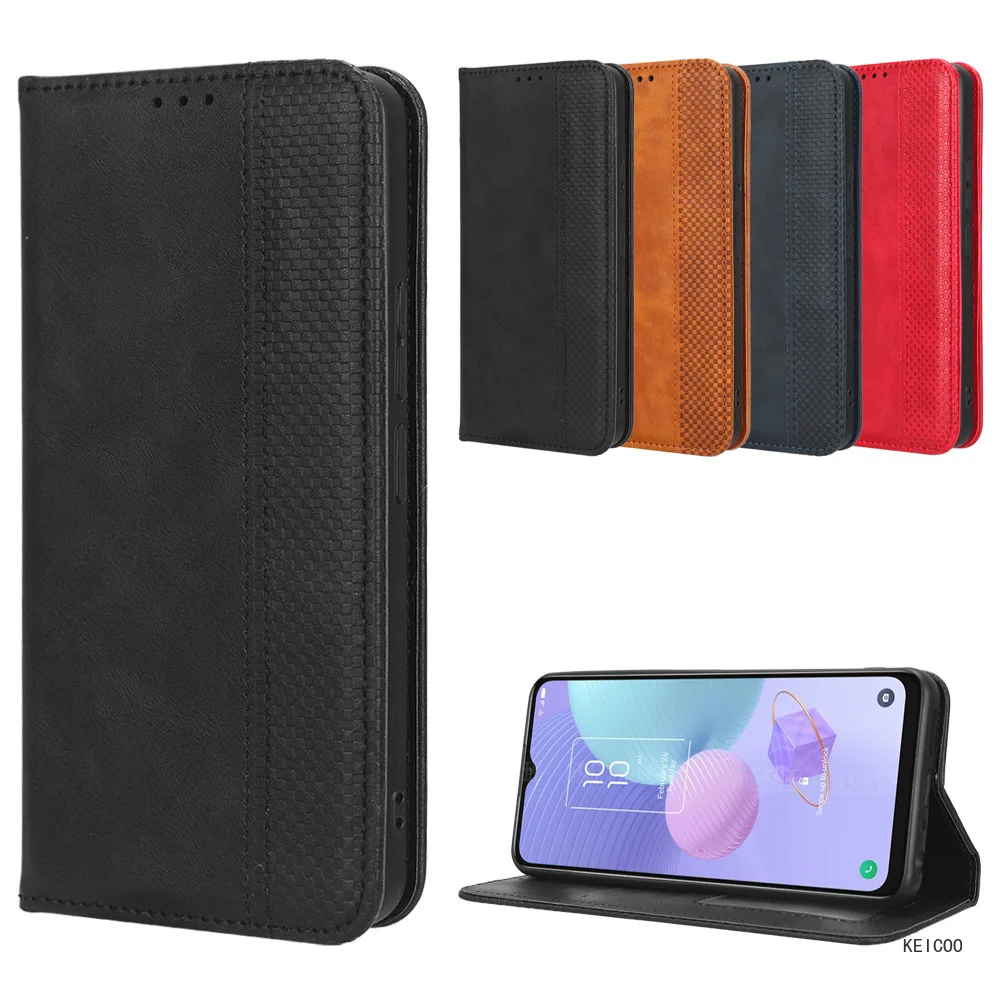 Magnetic Leather Case for TCL 30XL 40R 40SE 40XE 40XL 305i 403 405 406 408 506D 5G Flip Cover Card Slot Stand Holder Phone Shell