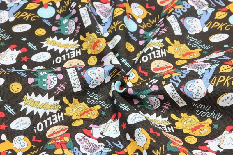 Material de costura de tela de algodón 100 japonés Anpanman para ropa de hogar de tela textil de retales DIY