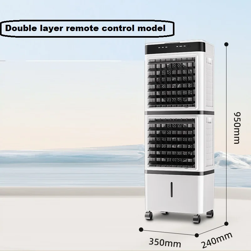 Portable Double Layer 14L Large Water Tank  Evaporative Air Cooler for Indoor Large Spaces Mobile Water  Air Cooled Fan