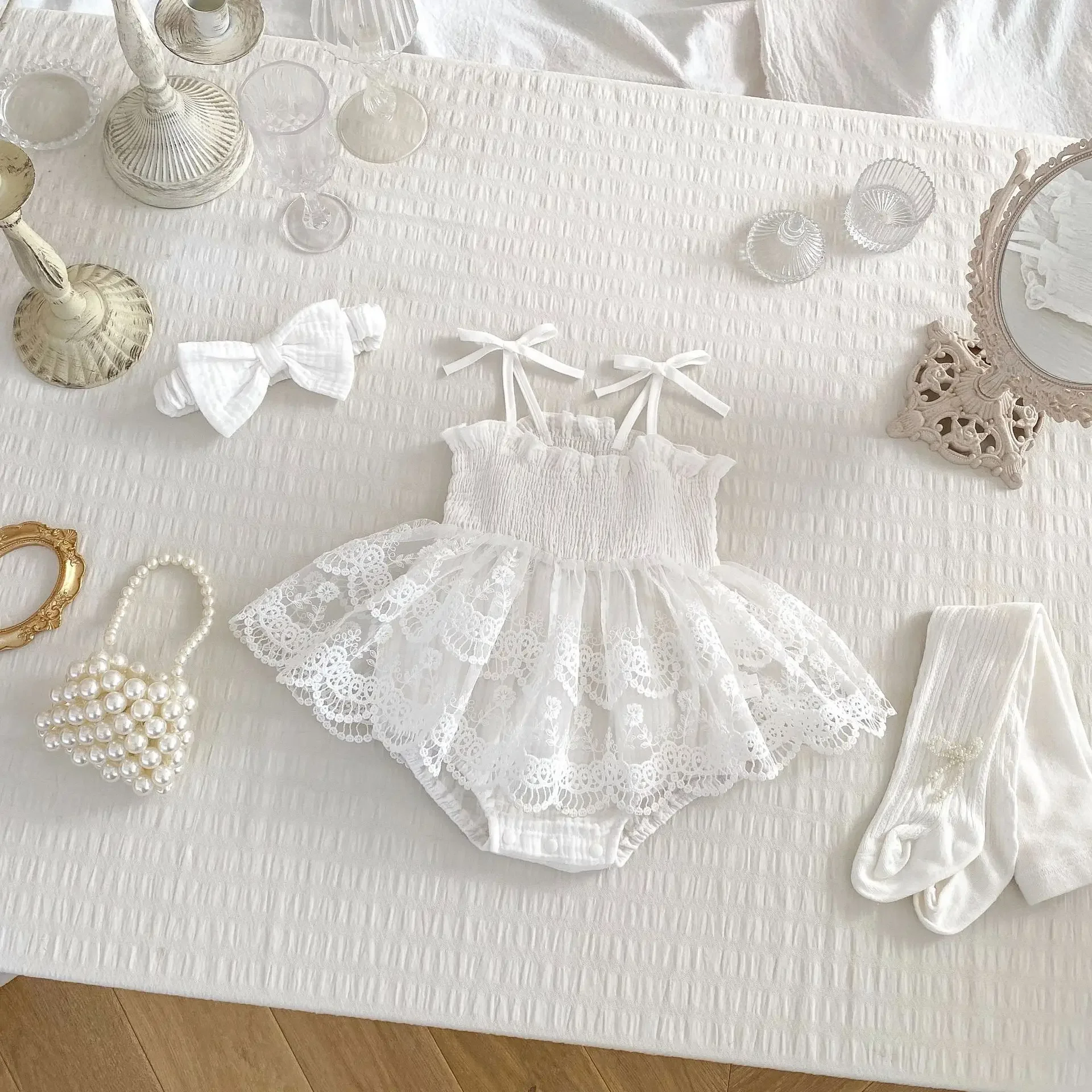 

2025 Summer Baby Jumpsuit, Super Fairy Mesh, Suspender, Princess Dress, Hundred Day Banquet, One Year Old Gift, Dress