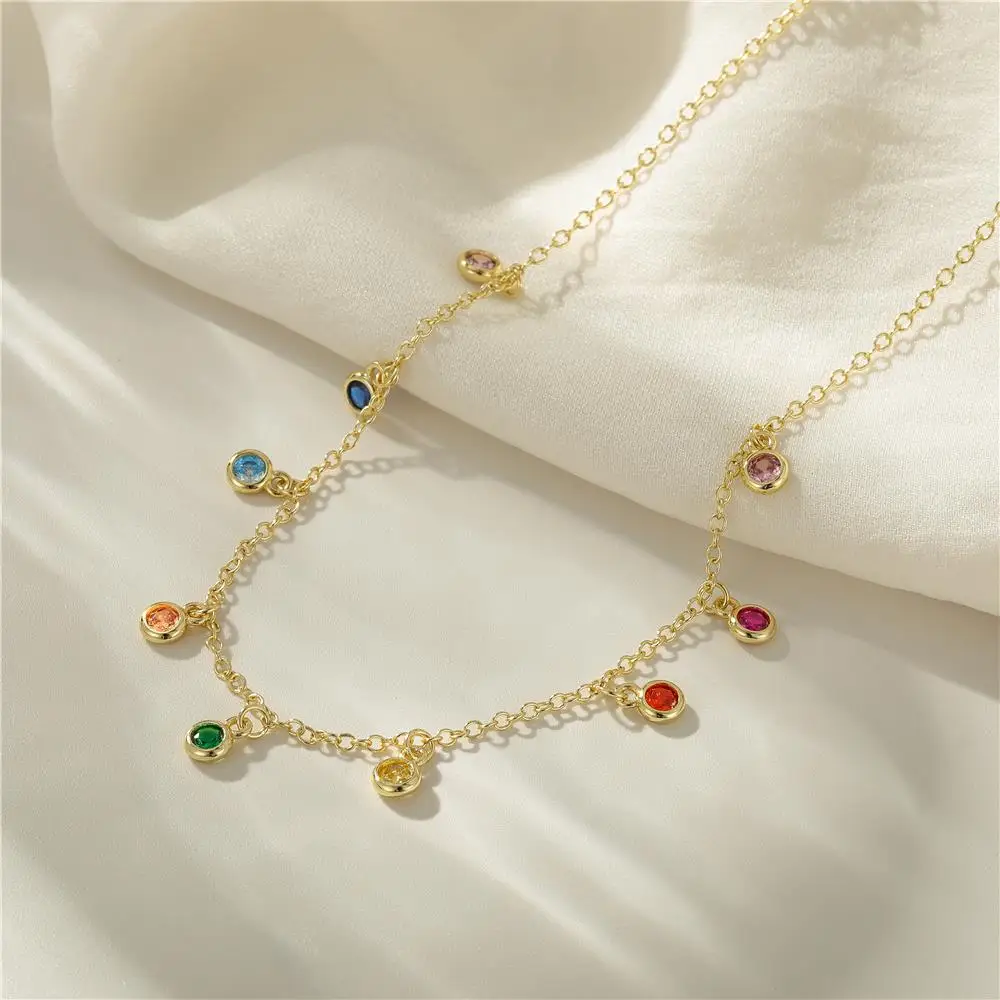 Aide 925 Sterling Silver French Elegancki okrągły cienki wszechstronny naszyjnik damski z cyrkoniami Wykwintna biżuteria z łańcuszkami Choker — zdjęcie 5