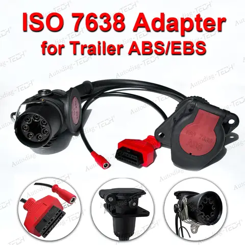 Trailer ABS/EBS OBD Diagnostic Cable for Bosch/Wabco Truck ISO7638 7PIN to OBD2 24V/12V Adapter for Autel/Autocom/LUANCH Scanner