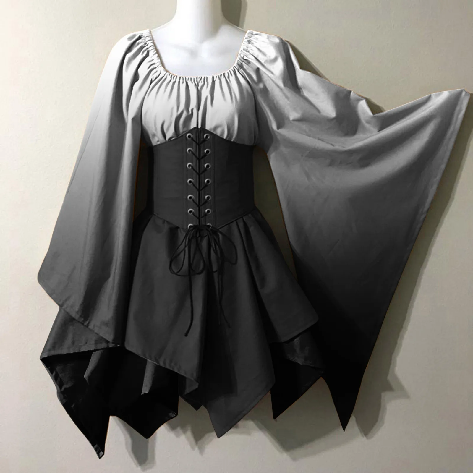 

Medieval Costume For Womens Trumpet Sleeve Irish Shirt Dress Corset Traditional Party Vestido Cosplay Costumes 2024 Cosplay Wear