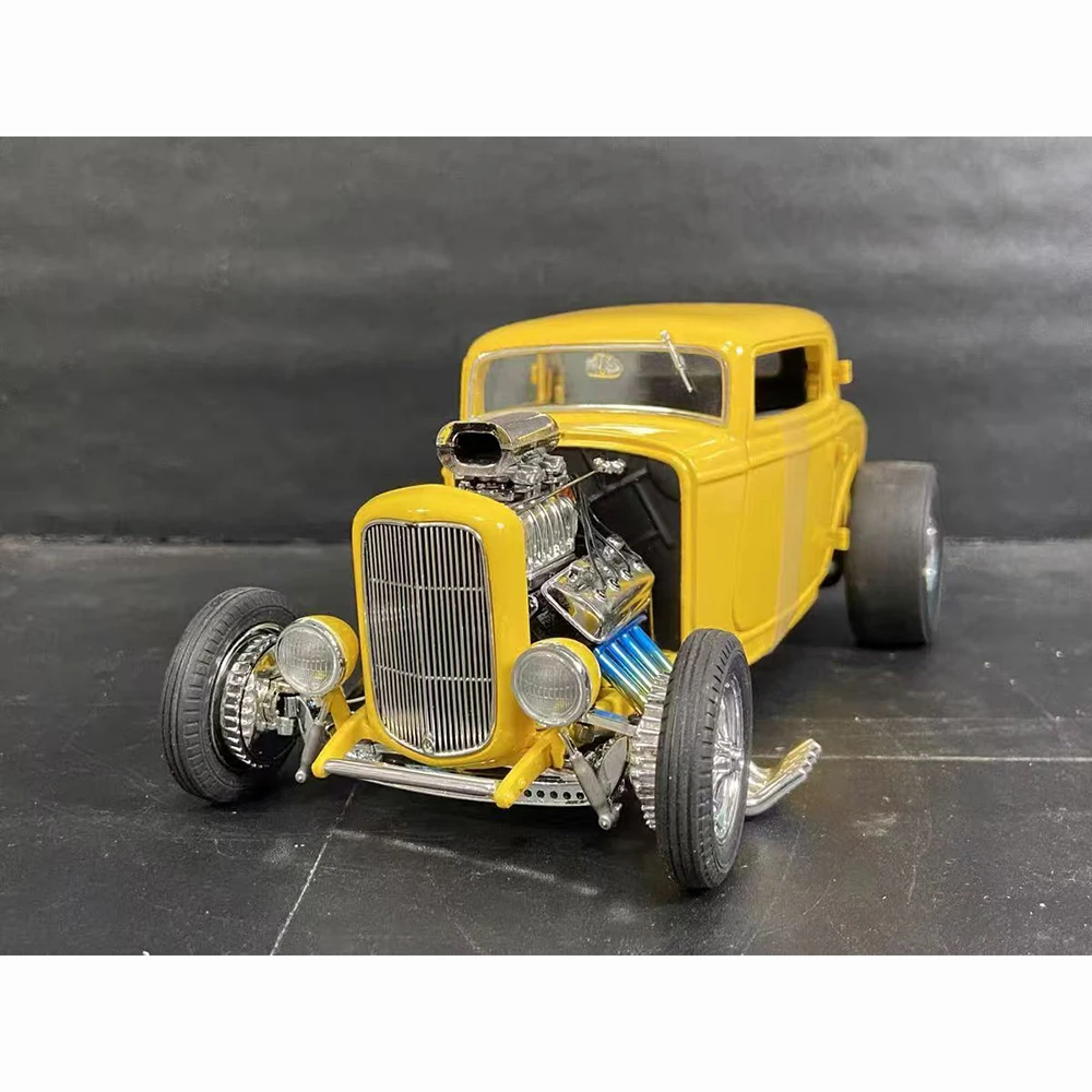 Fuera de imprimir escala 1:18 1932, Ford Drag Racer soplado, aleación, modelo de coche clásico Retro, colección de pasatiempo, recuerdo de regalo raro fundido a presión