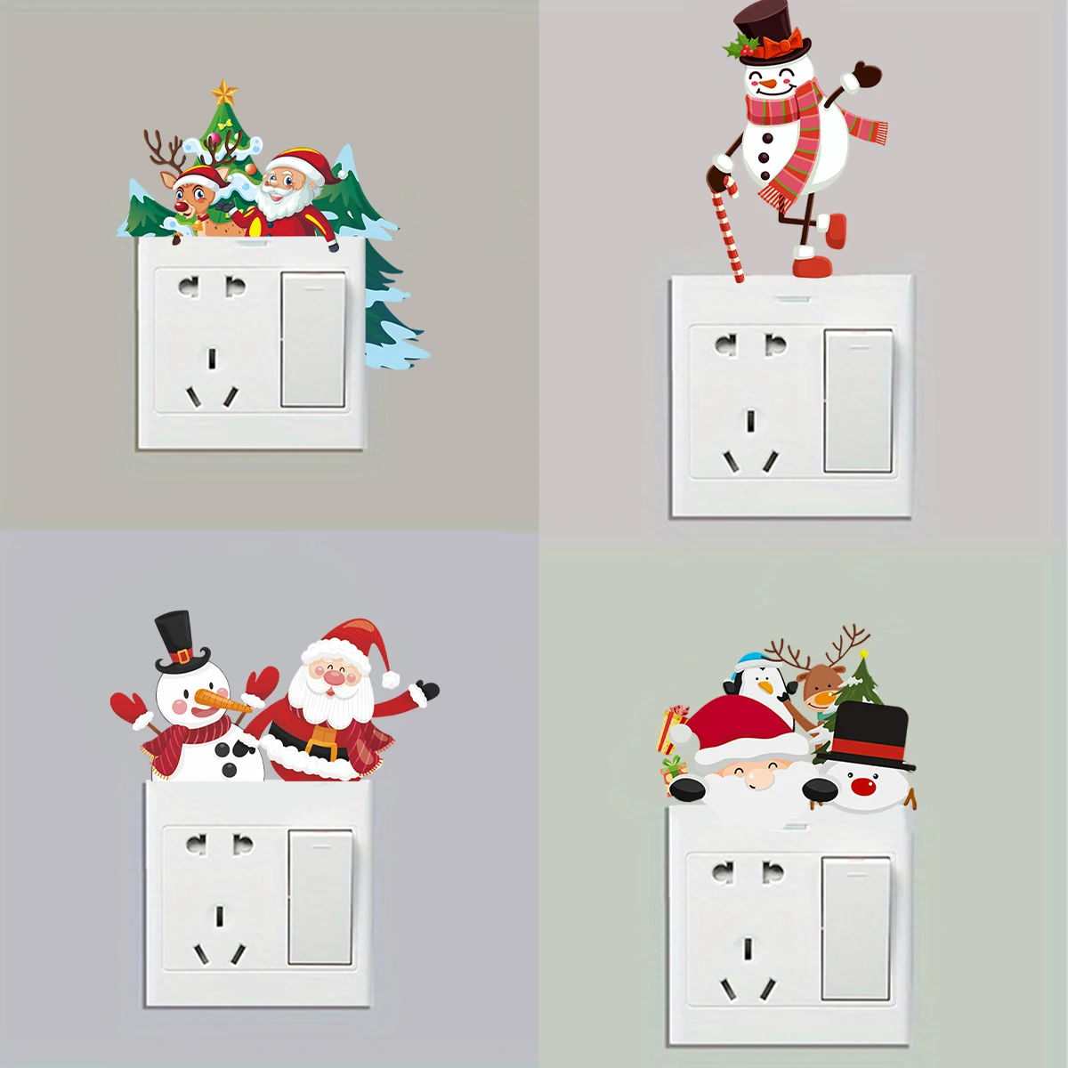 Christmas Santa Claus Switch Sticker Merry Christmas Decorations For Home 2024 Navidad Natal Noel Snowman Sticker New Year 2025