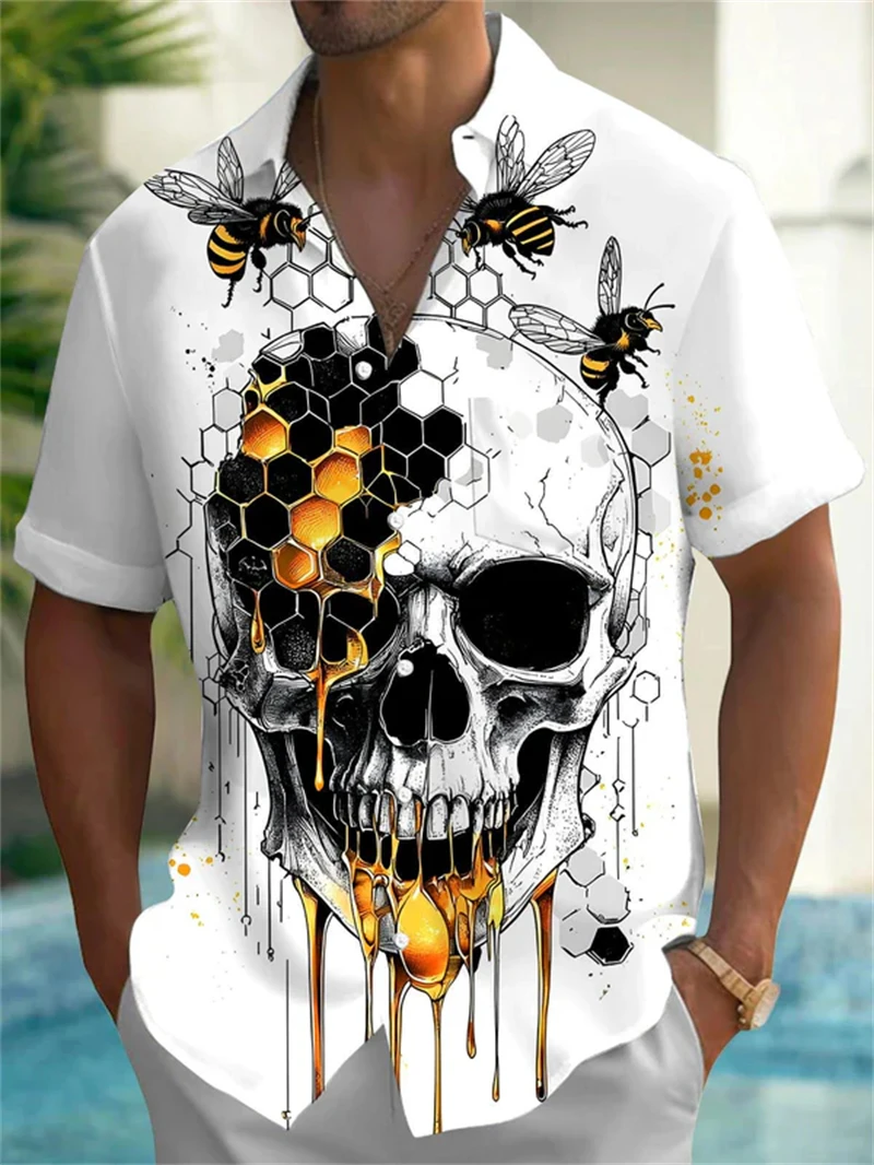 

Horror Skull 3D Printed Halloween Graphic Shirt For Men Novelty Aloha Shirts New In Casual Fashion Short Sleeve Lapel Top Blouse