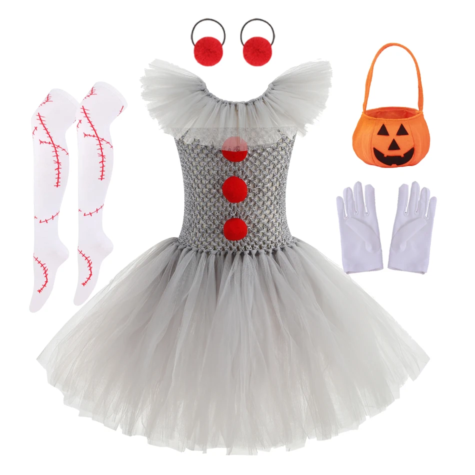 2026 Halloween Cosplay Costume For Kids Gray Joker Girls Tut