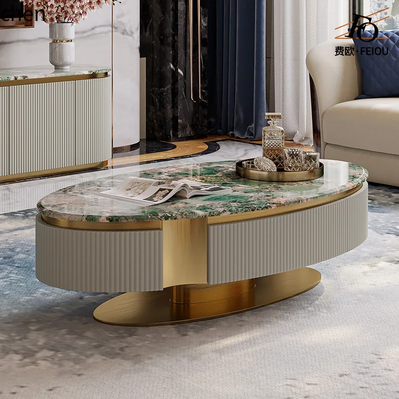 HSN coffee table post-modern model room living room furniture marble oval tea machine table