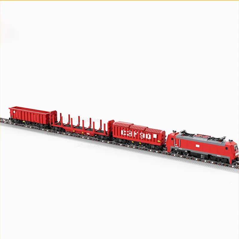 MOC City Model Cargo Express Train Mini klocki DIY części zmontowane technologia cegły kreatywny wyświetlacz zabawka dla dzieci prezent