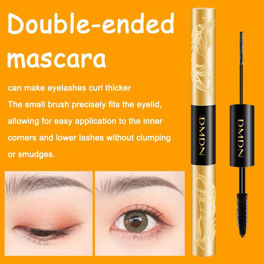 Doppia testa occhio nero riccio snello spesso testa sottile occhio in alluminio estremità ciglia tubo mascara nero lusso doppio R9O2