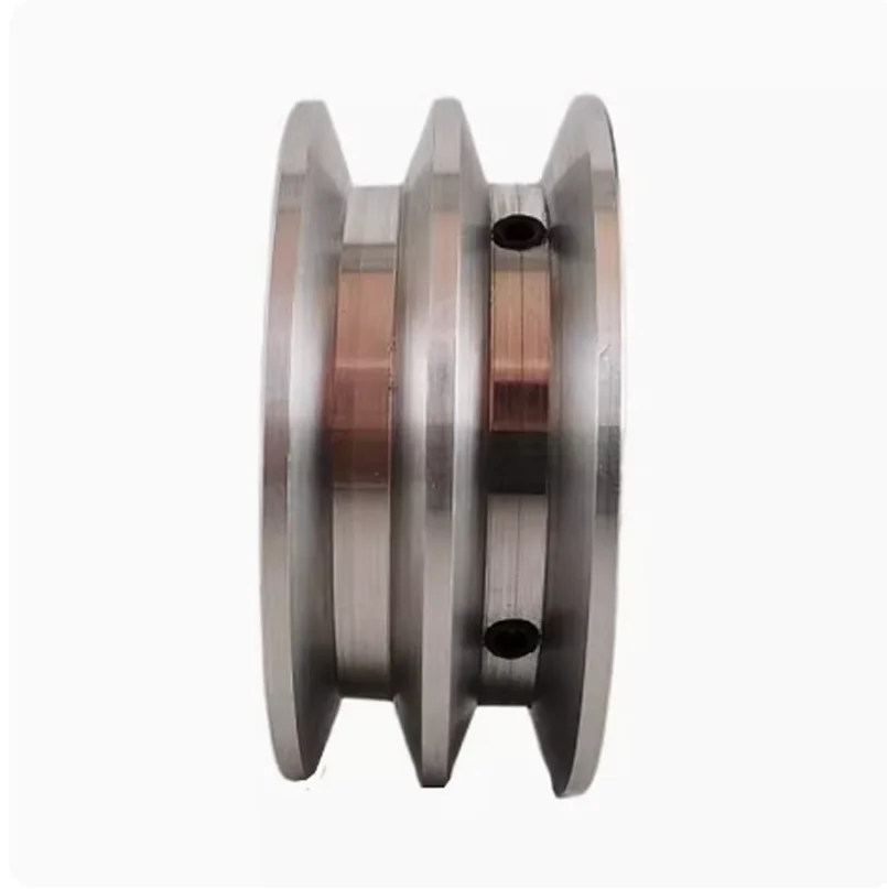 1x Aluminum Alloy Double Groove 40MM Pulley Wheel 8-18mm Fixed Bore Pulley for Motor Shaft 10mm PU Round Belt