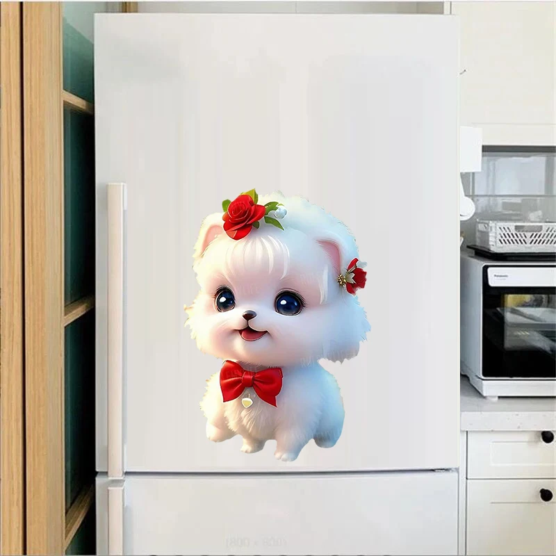 P12 # Cute Pomeranian Dog Wall Sticker camera dei bambini sfondo decorazione della casa murale soggiorno carta da parati decalcomania divertente