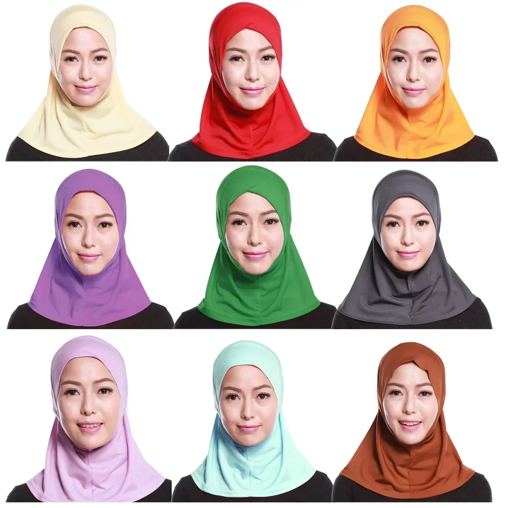 

Muslim Women Under Scarf Hat Cap Islamic Prayer Ladies Neck Cover Hijab Headwear Full Cover Arab Wrap Solid Color Middle East