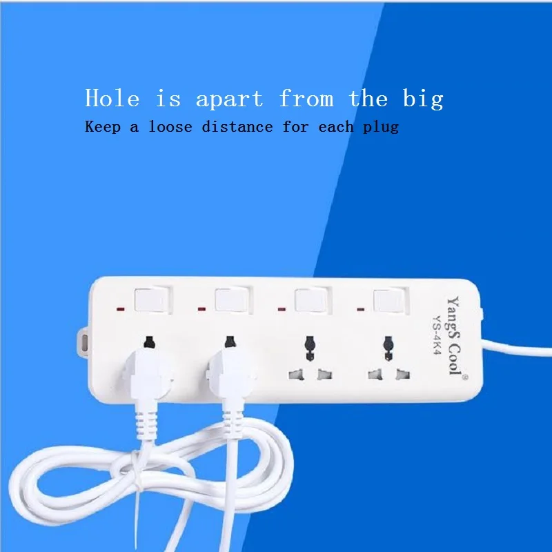 Universal to UK US AU EU Plug socket  1.5M Wiring board power bank socket Single control switch 10/16A 2500W UK Wide distance