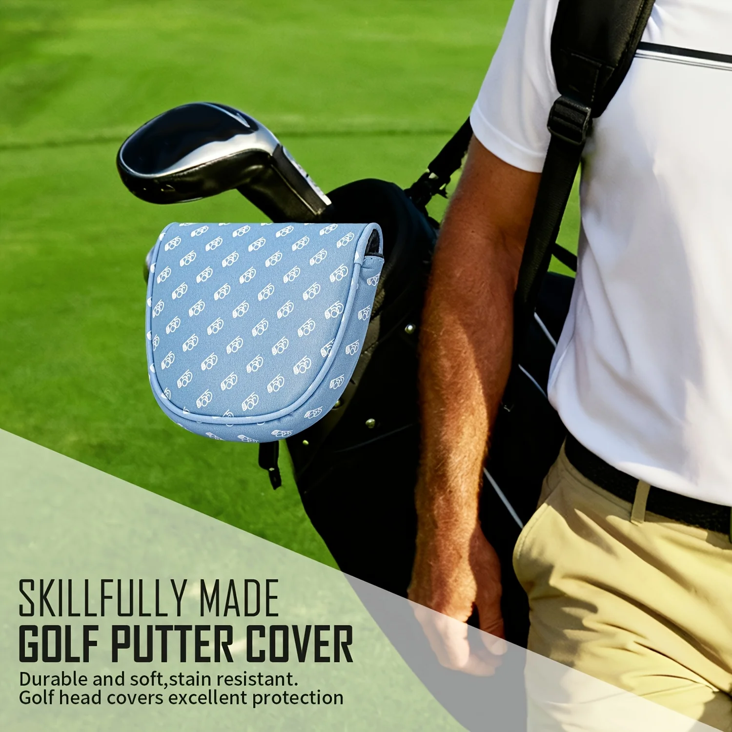 1pc Putter Golf Putter Head Cover - Printing Style with Putter Adapted PU And Cushioned Liner, Magnetic Closure view 4