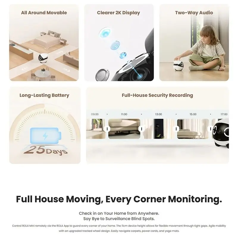 Enabot اللاسلكية مراقبة عن بعد الحيوانات الأليفة روبوت رولا Mini 2K كاميرا رفيق ذكي للكلاب القط الطفل-ABPS #6