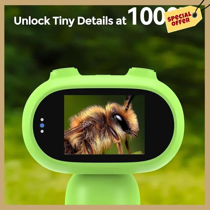 P30 어린이 현미경, 2인치 화면, HD 16MP 카메라 및 1080P 비디오, 포켓 코인-WMAN을 갖춘 1000X 슬라이드 디지털 현미경
