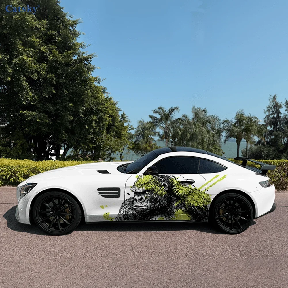 Chimpanzee Cool Car Side Sticker PVC Self Waterproof Stick, Striking Auto Exterior Accessories Decor Protect Gift for Car Lover