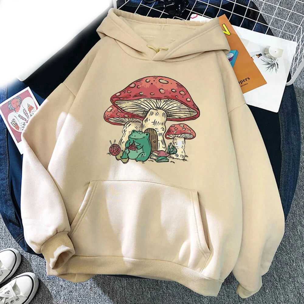 Cute Mushroom Frog Men's Hoodie Men's and Women's Fashion Simple Long sleeved Pullover Street Trend Harajuku Large Sweatshirt