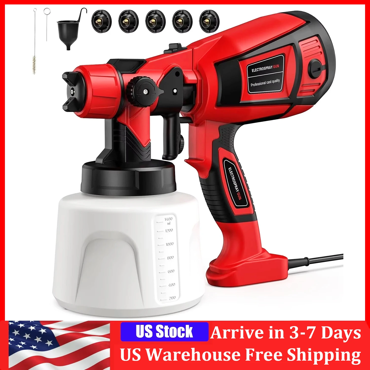 1400ML Electric Spray Gun 850W High Power Paint Sprayer Household DIY 4 Size Copper Nozzle Home Easy Spraying Power Tool