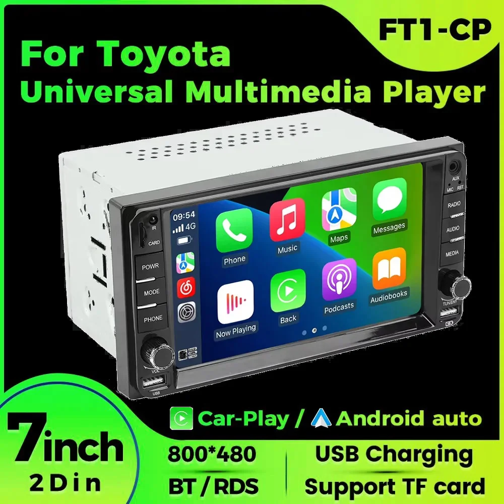 For Toyota MR2 RAV 4 Prado Terios Corolla Hilux Vitz Camry Universal Carplay Android Auto Car Multimedia Player RDS Radio Stereo