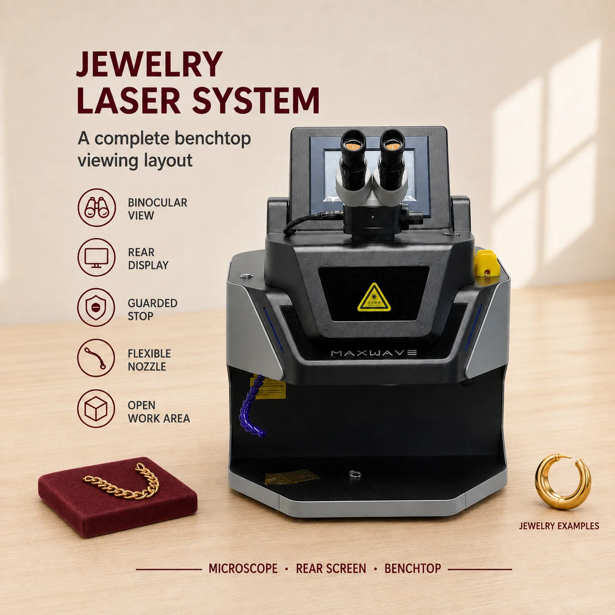 MAXWAVE 200W YAG Jewelry Laser Welder with CCD 10X Microscope for Gold and Silver Repair