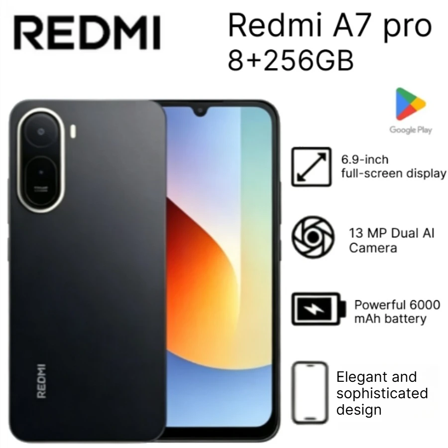 2026 new Redmi A7 Pro Global Unlocked Dual SIM Smartphone 6.9 Inch 120Hz LCD 810 Nits 6300mAh Large Battery Android 15
