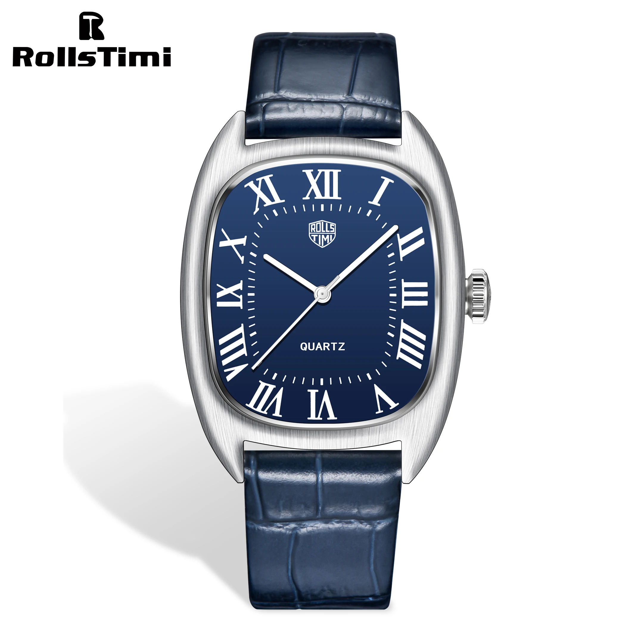 Rollstimi 2024 New Men Watches Luxury Quartz Watch Men Mechanical Second Hand Japan VH31 Wristwatch Stainless steel Tonneau Case