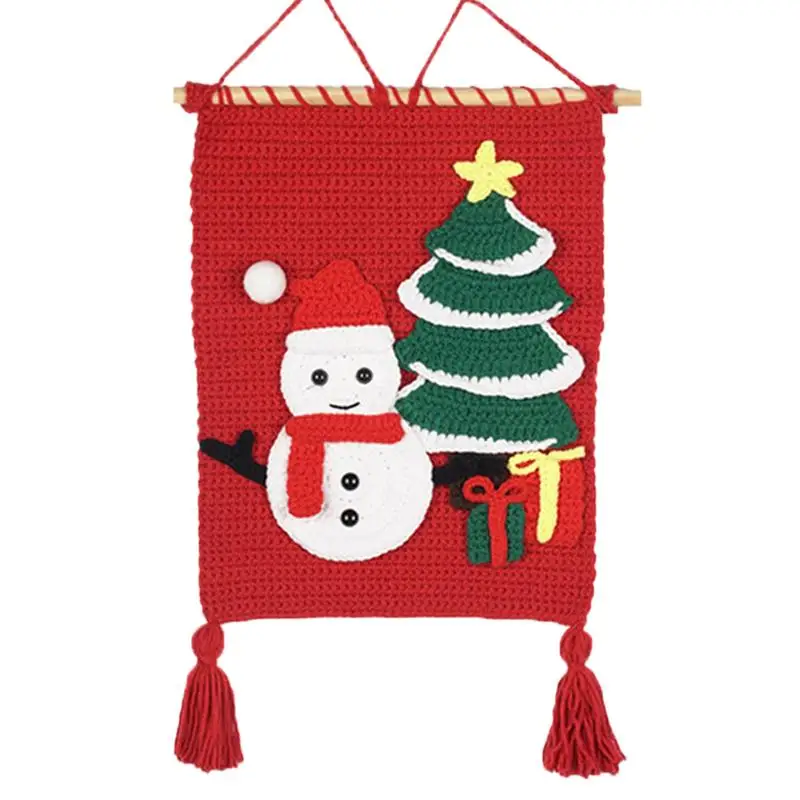 Christmas Crocheting Kit Christmas Theme Tapestry Crocheting Set Handmade Crochet Complete Knitting Kit With Step-by-Step Video