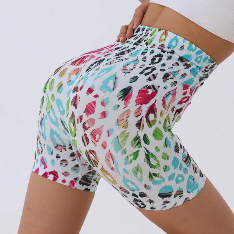 New Colorful Leopard Print Yoga Shorts Women Summer Fitness Shorts Naked Tight Sports Shorts Y2k Short Beach Pants Clothing 2025