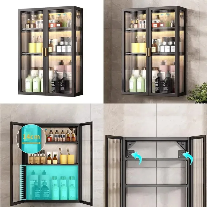 Wall Mounted Bathroom Storage Rack Multi Layer Non Porous Cabinet for Washbasin Cosmetics Dressing Organizer Shelf
